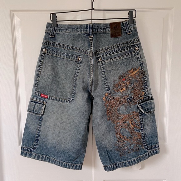 JNCO Other - JNCO Vintage Denim Shorts Embroidered Dragon Y2K 90s Men's 30 Waist